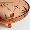 Rosy glass bowl w 3 feet