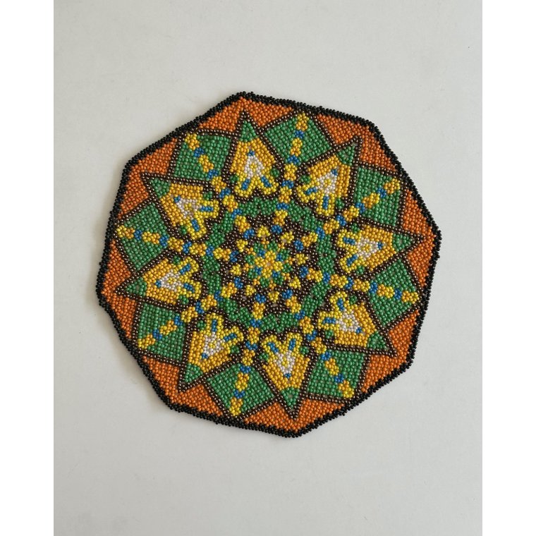 Pearl-stitched doily, multicolored