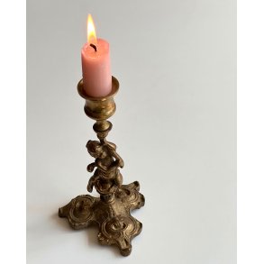Brass candleholder w child