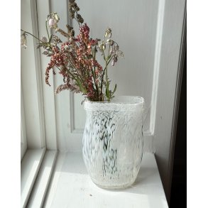 Flat vase, white mottled glass