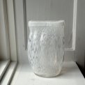 Flad vase, hvidmeleret glas