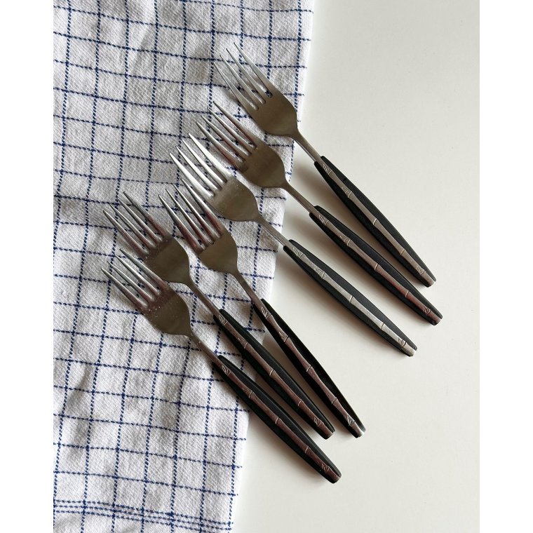 Gafler, st�l og bakelit, 6 stk samlet