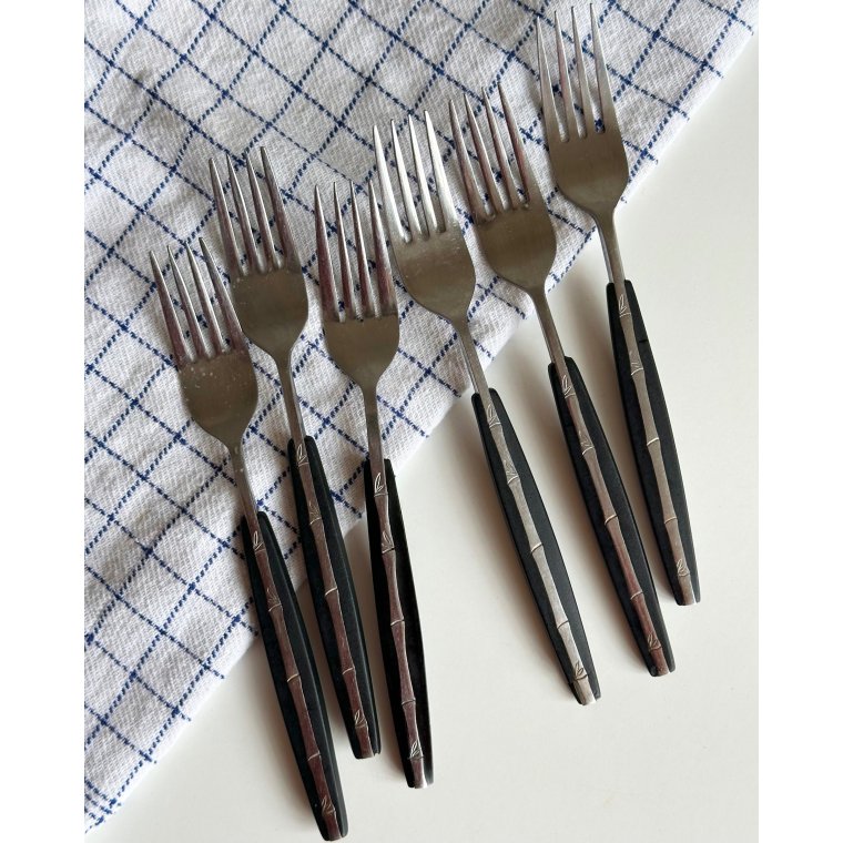 Gafler, st�l og bakelit, 6 stk samlet