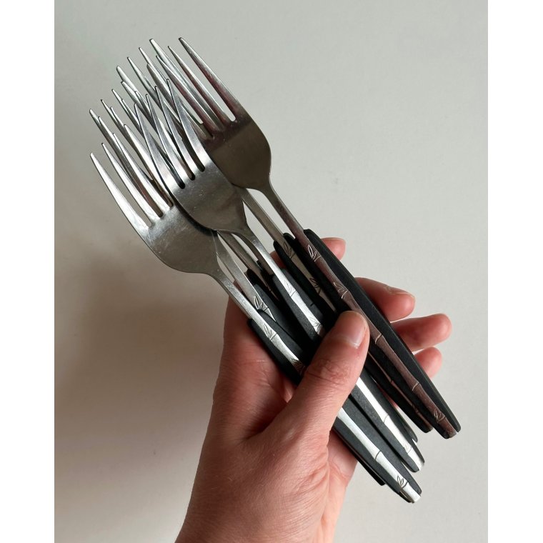 Gafler, st�l og bakelit, 6 stk samlet