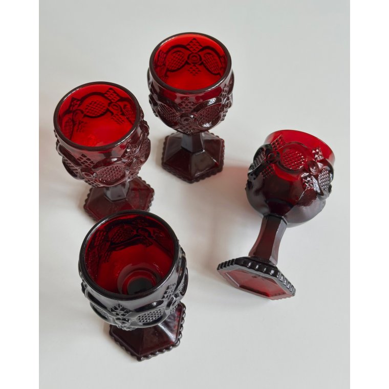 Avon wine glasses, ruby, set of 4