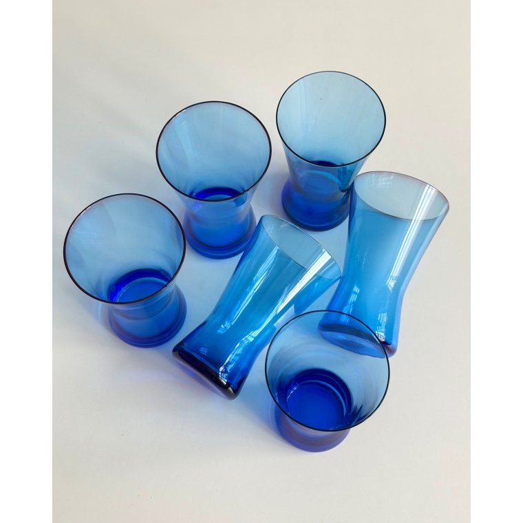 Smoke blue drinking glasses, set of 6