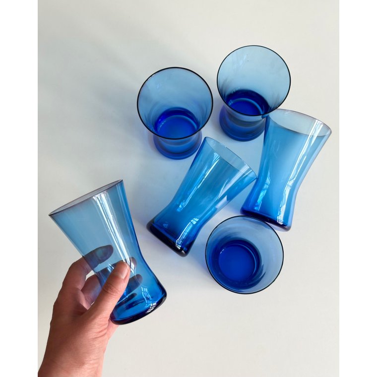 Smoke blue drinking glasses, set of 6