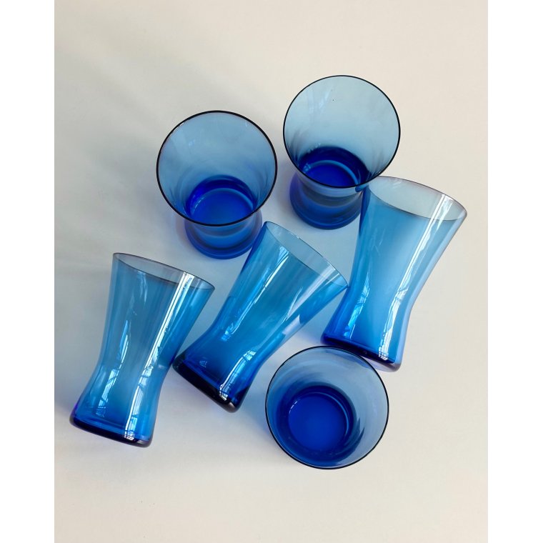 Smoke blue drinking glasses, set of 6