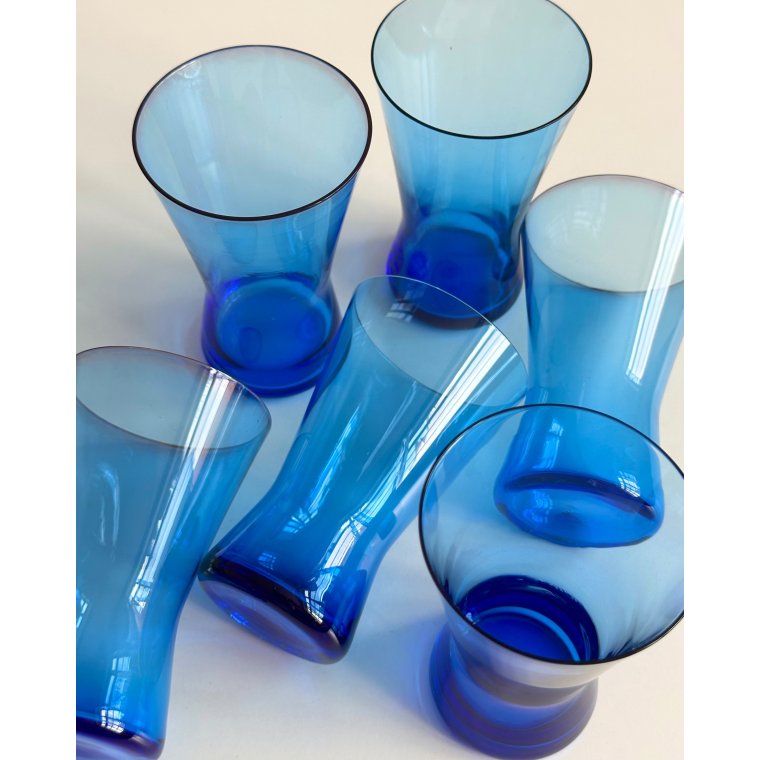 Smoke blue drinking glasses, set of 6