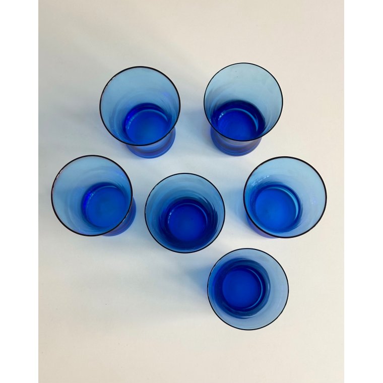 Smoke blue drinking glasses, set of 6