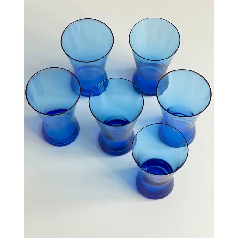 Smoke blue drinking glasses, set of 6