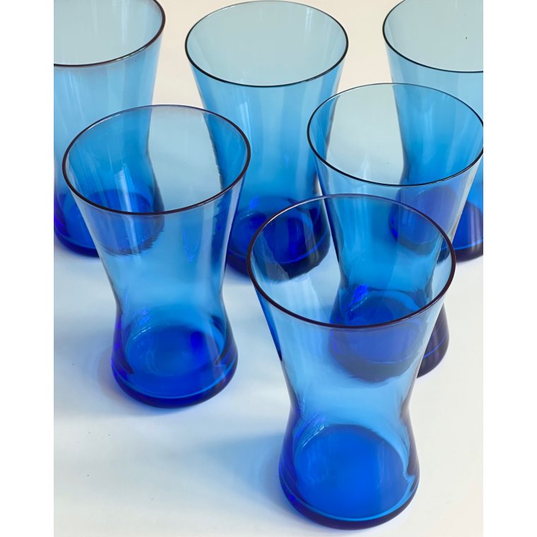 Smoke blue drinking glasses, set of 6