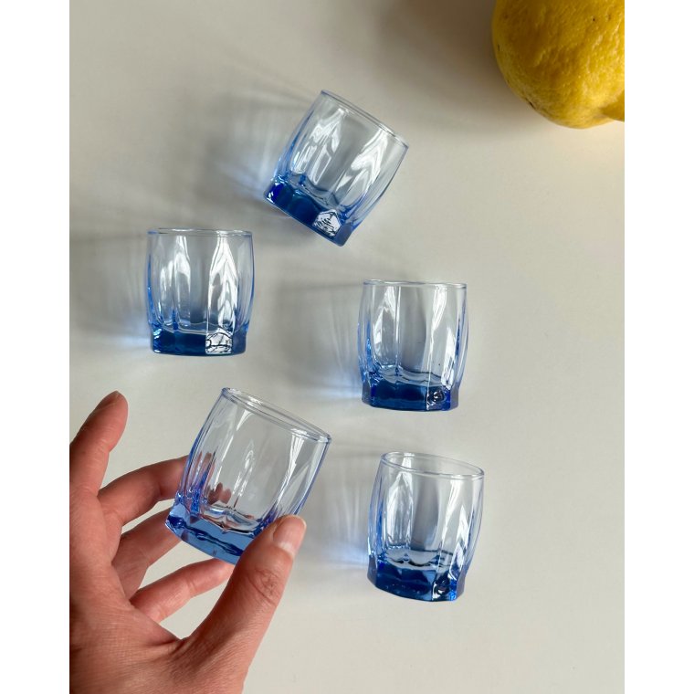 Light blue glasses, set of 5
