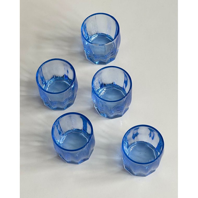 Light blue glasses, set of 5