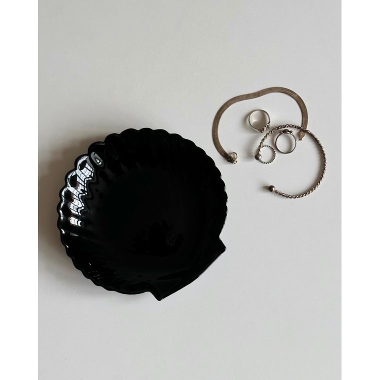 Asiet, musling, sort opalineglas