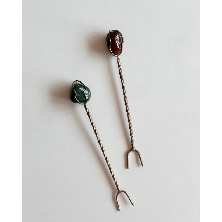 Forks w semi-precious stones, set of 2