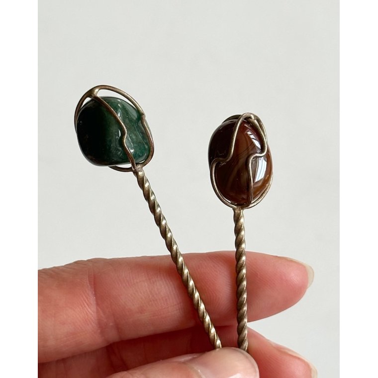 Forks w semi-precious stones, set of 2