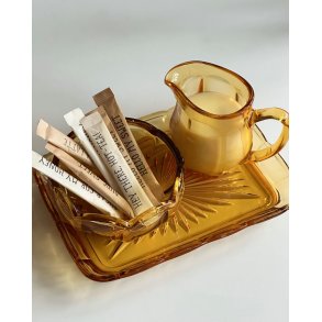 Sugar and cream set, amber glass