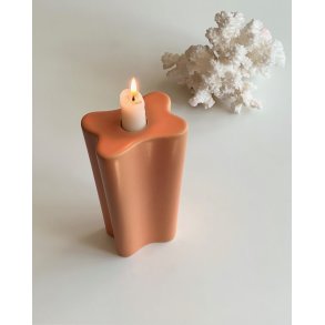 Retro candleholder, peach glaze