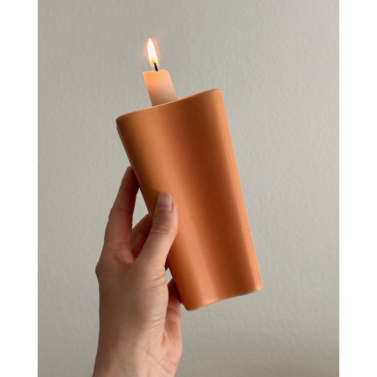 Retro candleholder, peach glaze
