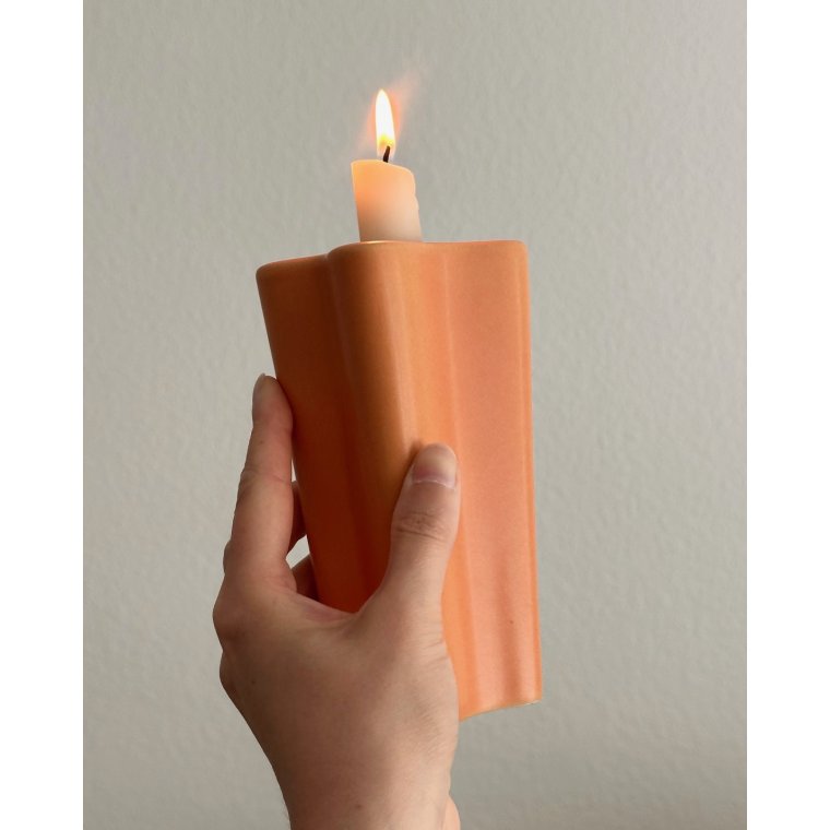 Retro candleholder, peach glaze