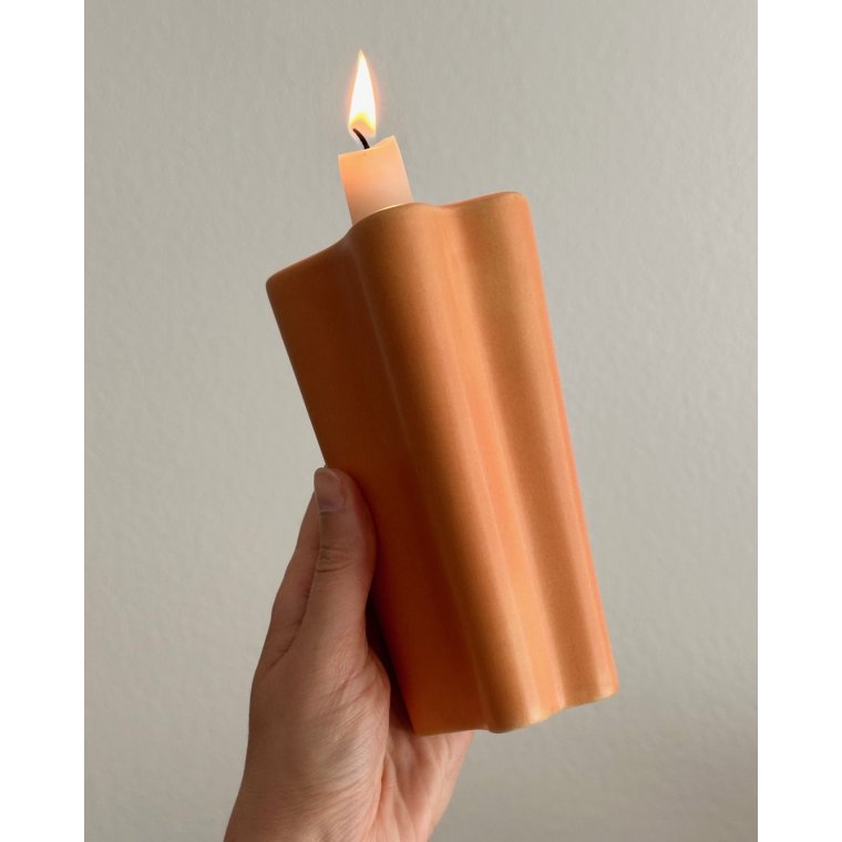 Retro candleholder, peach glaze