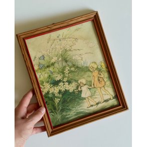 Vintage image in wooden frame
