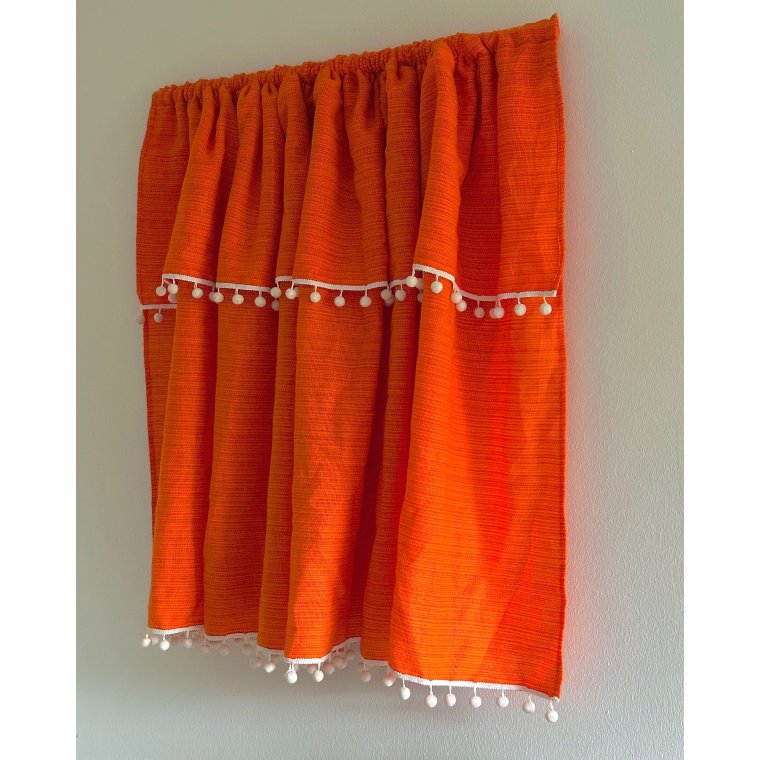 Retro gardin, orange m pompom