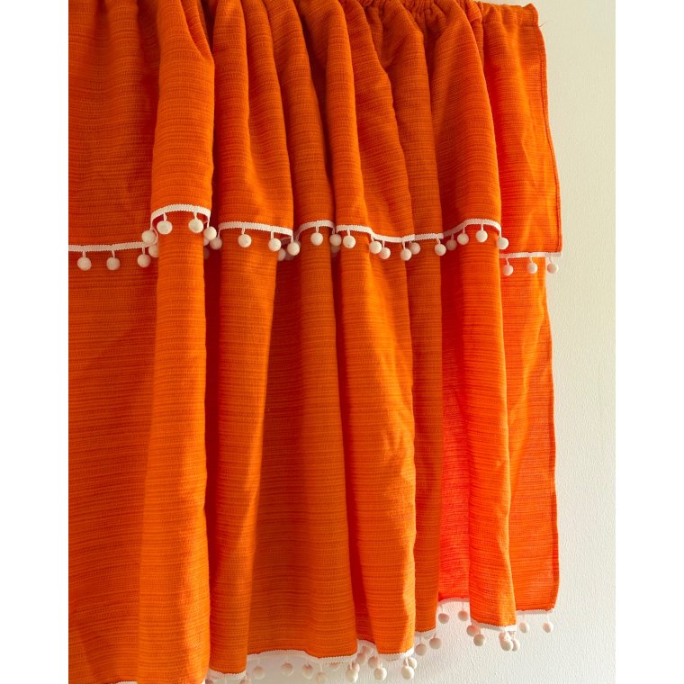 Retro gardin, orange m pompom