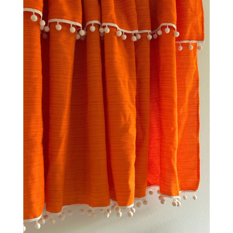 Retro gardin, orange m pompom