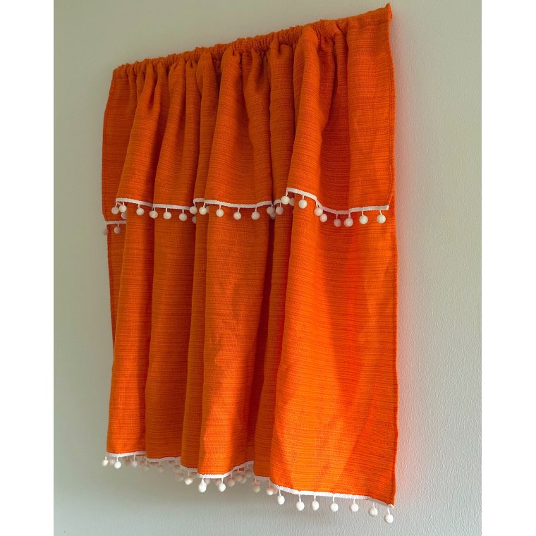 Retro gardin, orange m pompom