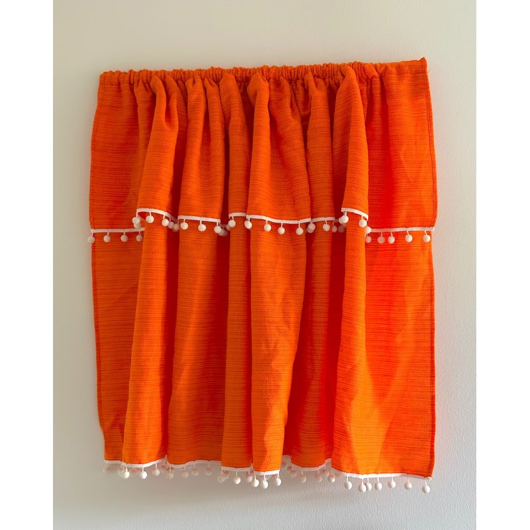 Retro gardin, orange m pompom