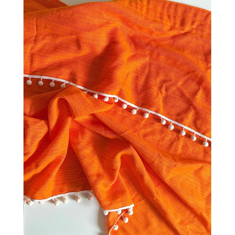 Retro gardin, orange m pompom