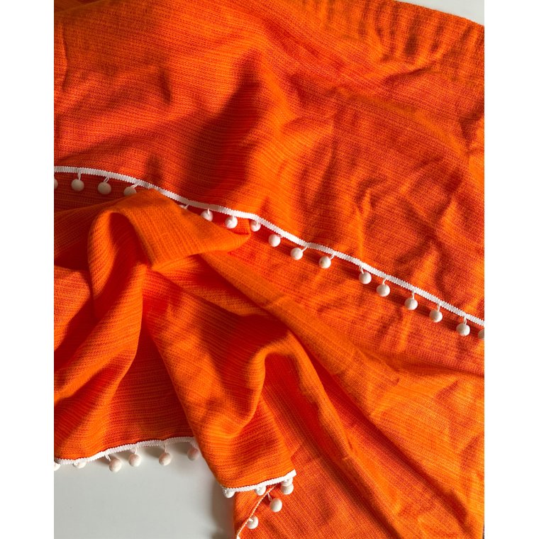 Retro gardin, orange m pompom