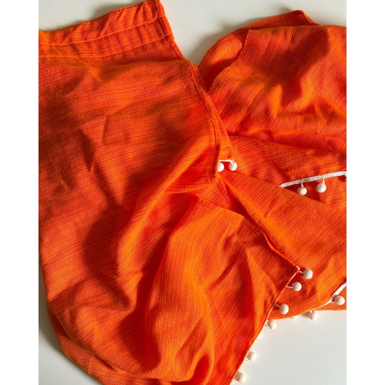 Retro gardin, orange m pompom