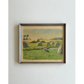 Johannes Larsen, stork in the field