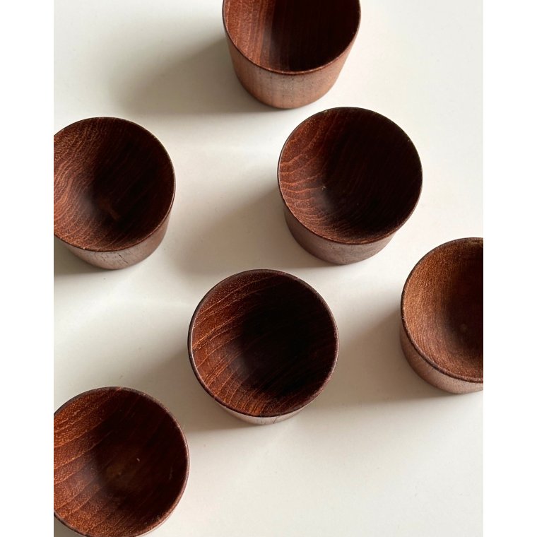 �ggeb�gre, teak, 6 stk samlet