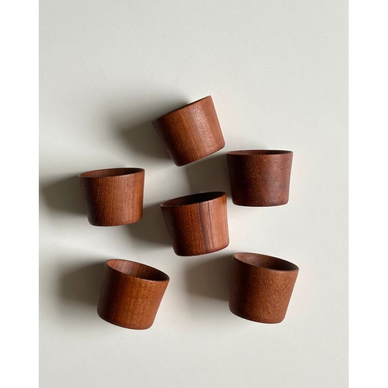 �ggeb�gre, teak, 6 stk samlet