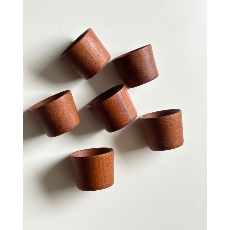 �ggeb�gre, teak, 6 stk samlet