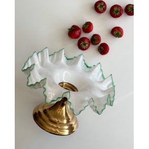 Antik opsats, opalineglas m grn kant