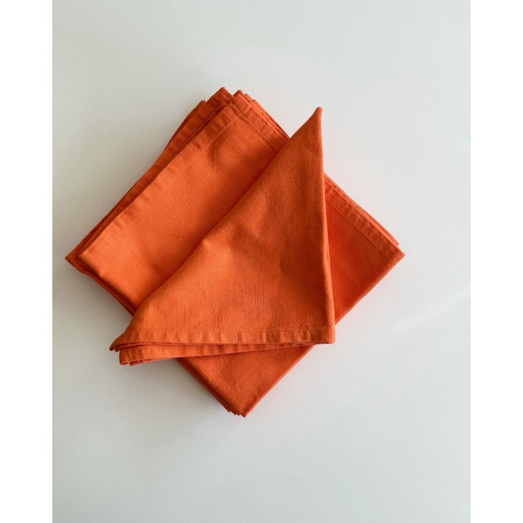 Orange fabric napkins, set of 9