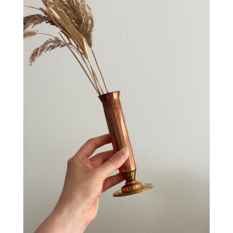 Slank vase, kobber/messing