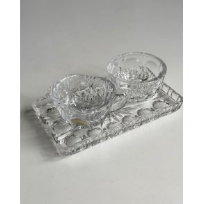 Sugar and cream, set on tray, crystal, NB