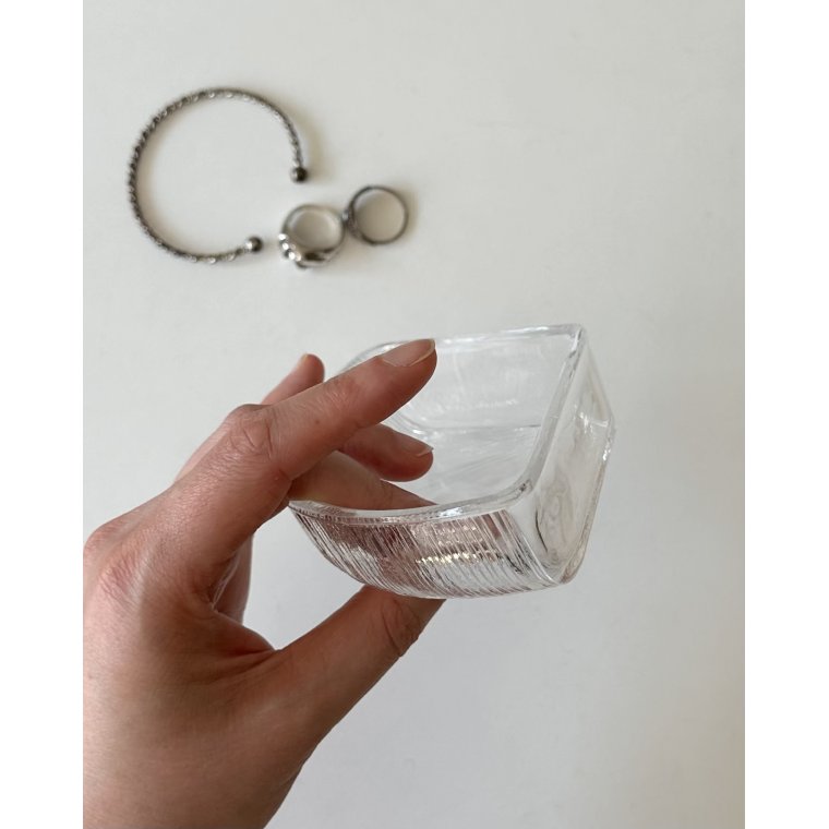 Small ruffled dish, pressed crystal