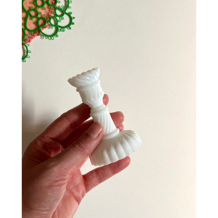 Minilysestage til juletr�slys, hvidt opalineglas