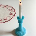 Minilysestage til juletr�slys, turkis opalineglas