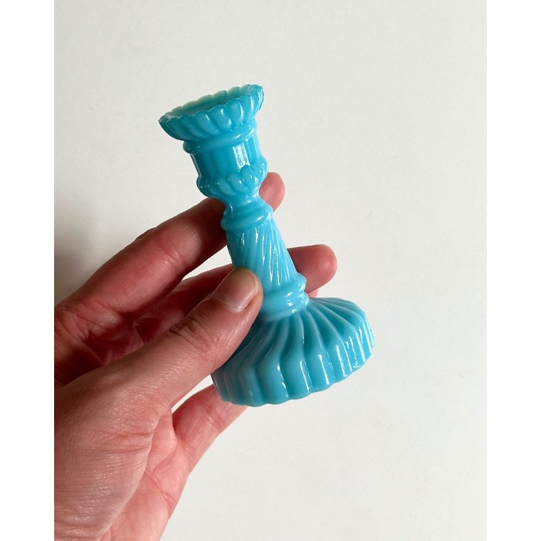 Minilysestage til juletr�slys, turkis opalineglas