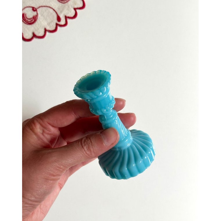 Minilysestage til juletr�slys, turkis opalineglas
