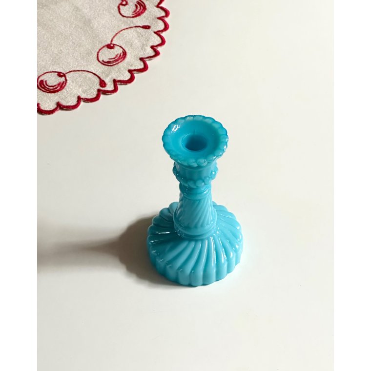 Minilysestage til juletr�slys, turkis opalineglas