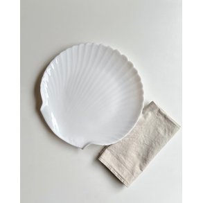 Muslingetallerken, hvid opalineglas, pr stk